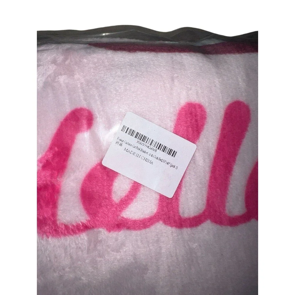 Hello Kitty Pink Kawaii Cartoon Cat Blanket 55” X 40